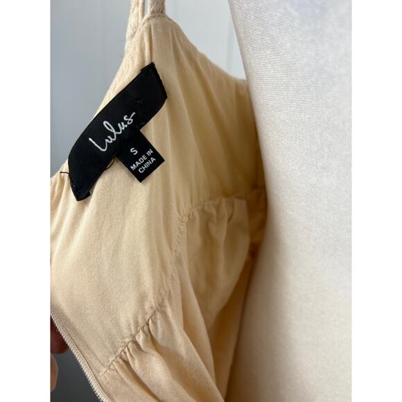 Lulus Shore of Yourself Cream Tie-Strap Tiered Mini Dress in Size S - Picture 7 of 8